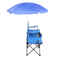 Thumbnail for Portable Outdoor 2-Seat Folding Chair with Removable Sun Umbrella