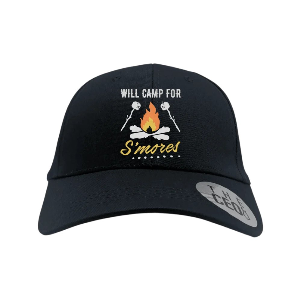 Will Camp For Smores Embroidered Baseball Hat