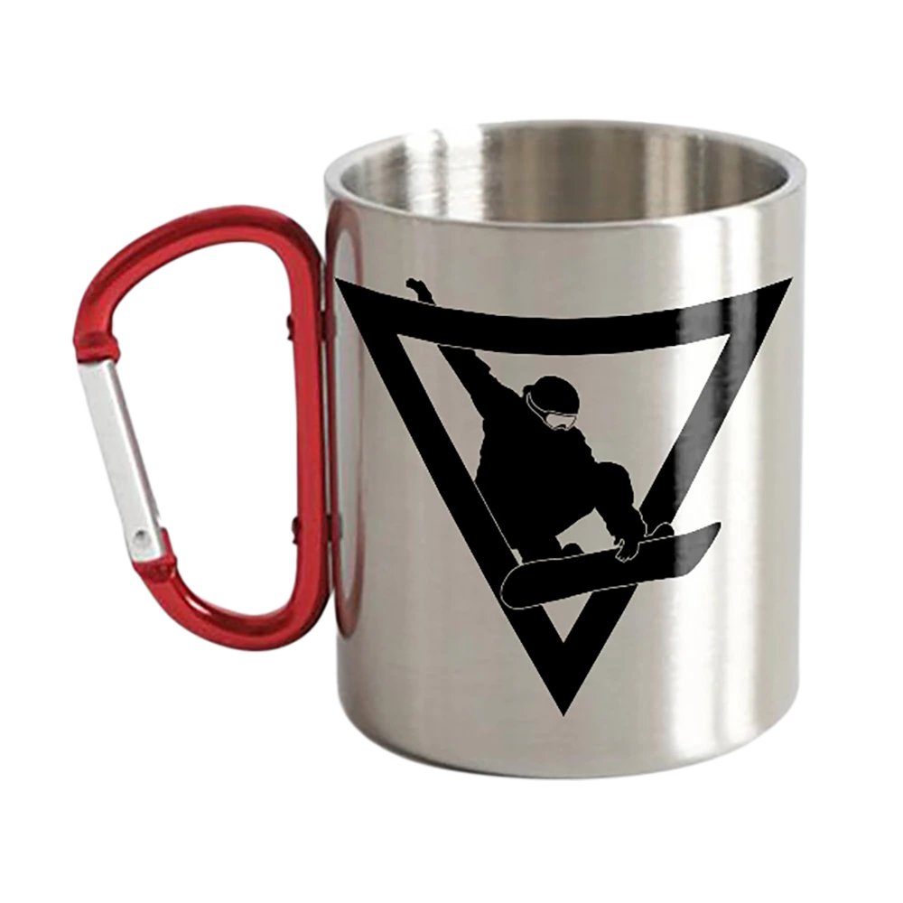 Snowboarder Geometry Stainless Steel Double Wall Carabiner Mug 12oz