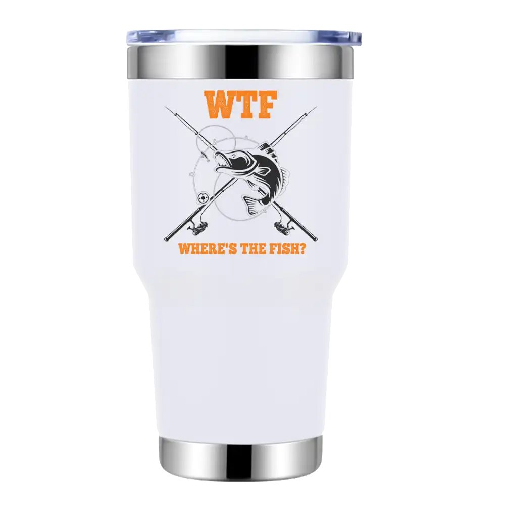 WTF Where's The Fish 30oz Stainless Steel Tumbler