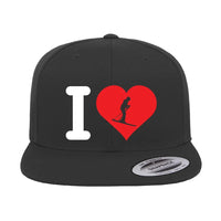 Thumbnail for I Love Skiing Embroidered Flat Bill Cap