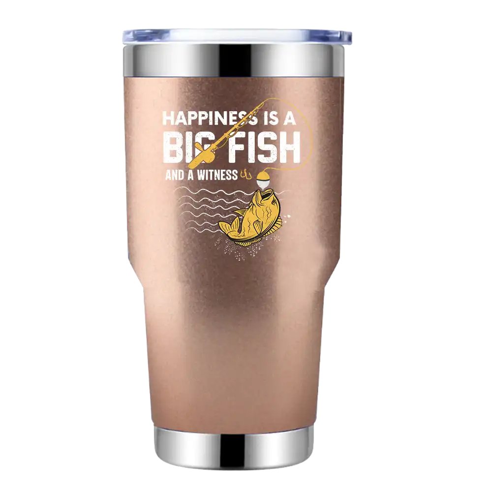 Happiness Is A Big Fish 30oz Tumbler Rosegold