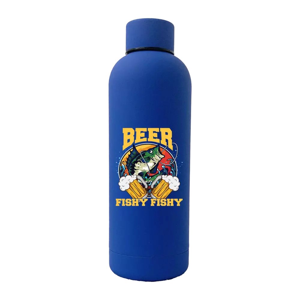 Beer Fishy Fishy 2 17oz Stainless Rubberized Water Bottle