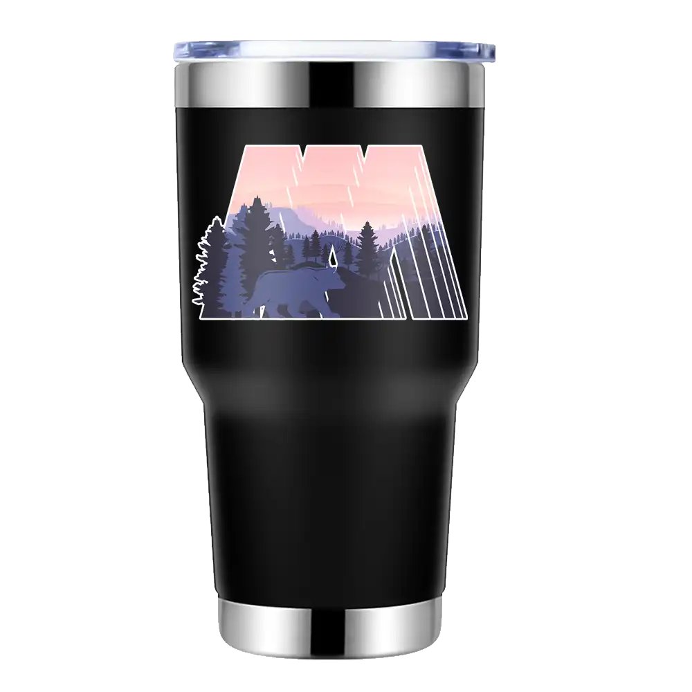 Geometric Camping 30oz Tumbler Black