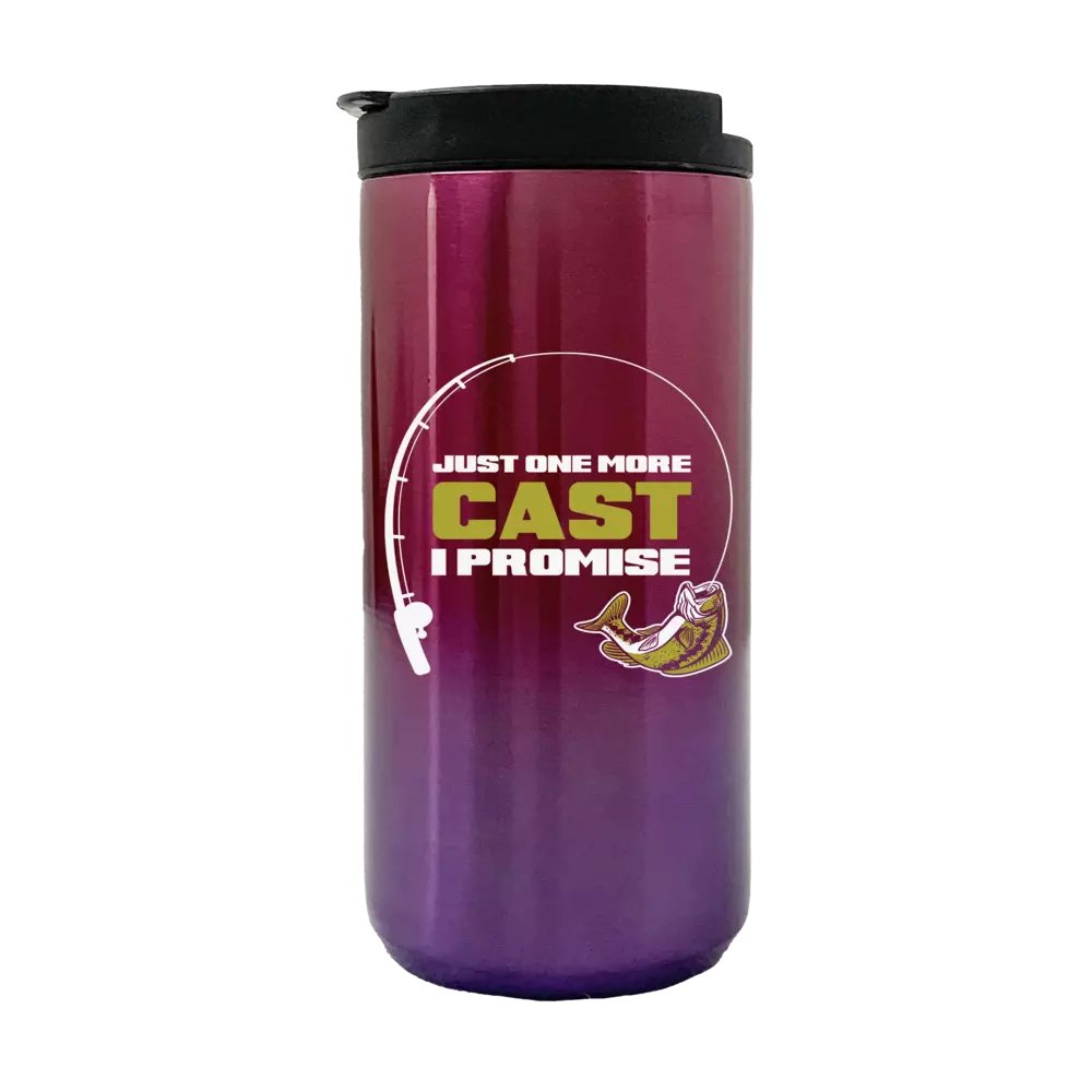 Just One More Cast 14oz Coffee Tumbler Purple