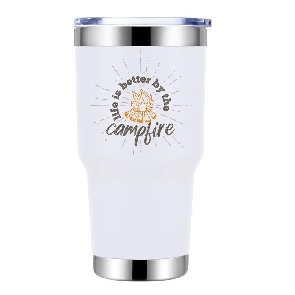 Life Is Better Campfire 30oz Insulated Vacuum Sealed Tumbler White