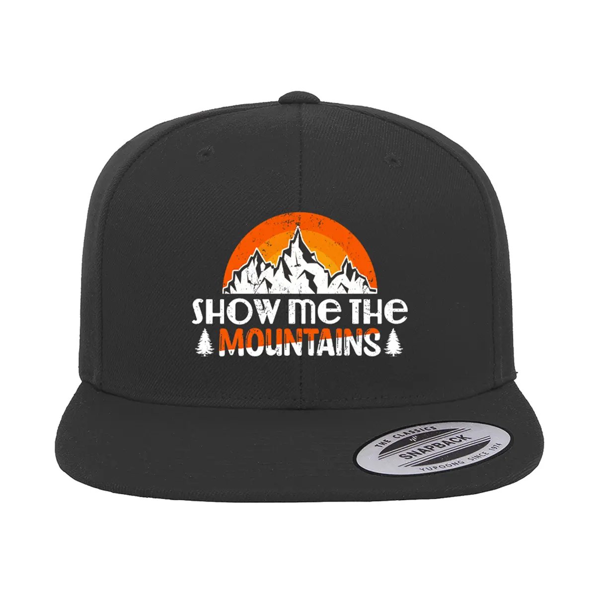 Hiking Show Me To The Mountains Printed Flat Bill Cap