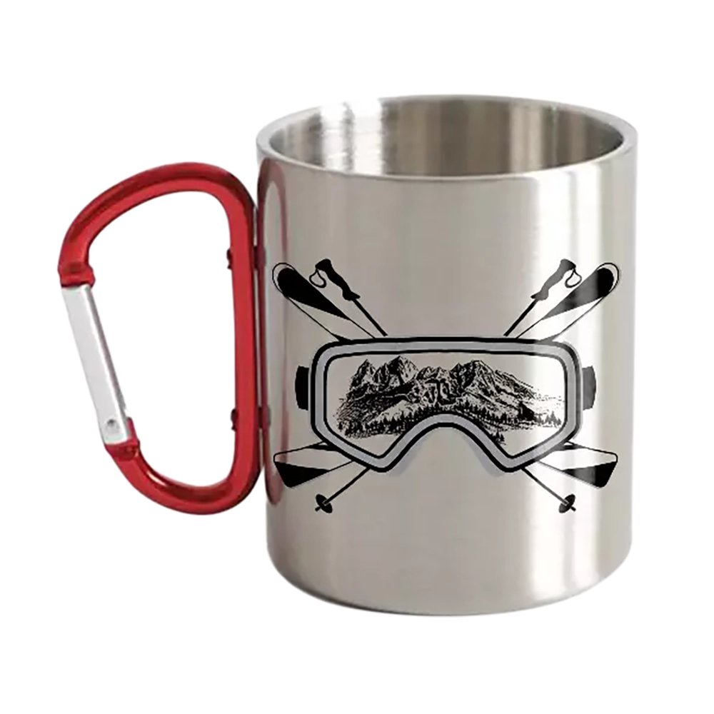 Ski Goggles Stainless Steel Double Wall Carabiner Mug 12oz