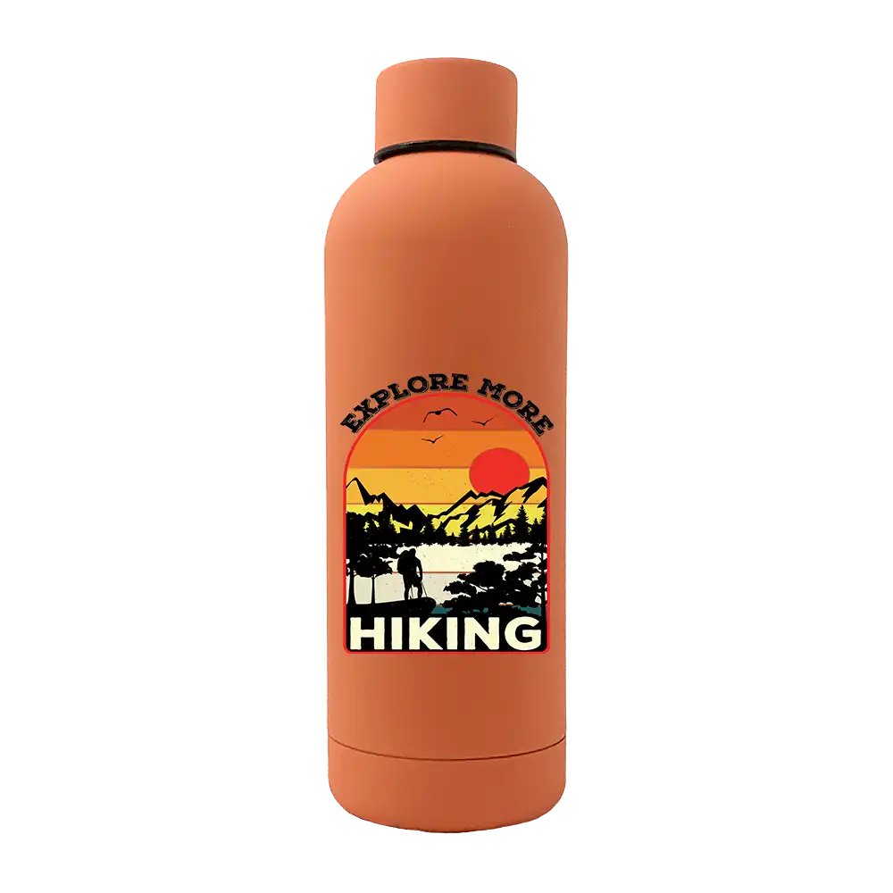 Explore More Hiking 17oz Stainless Rubberized Water Bottle