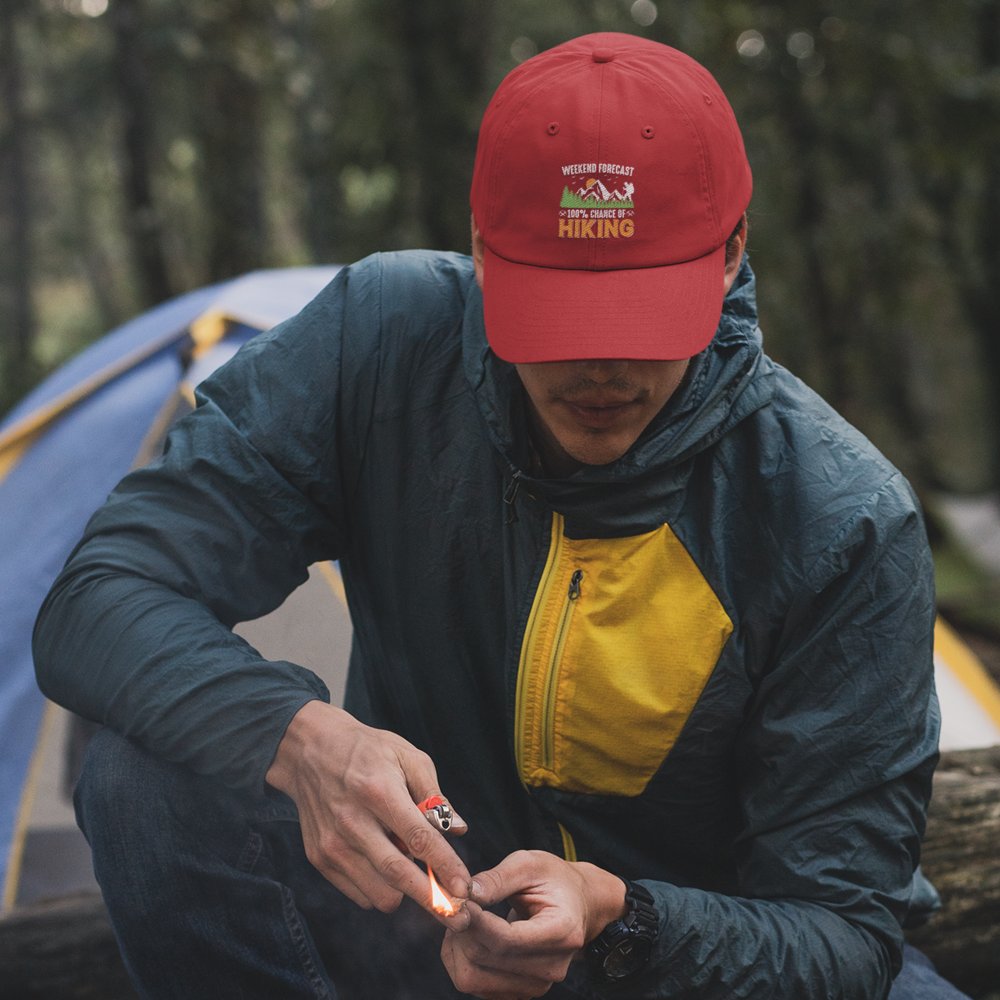 Weekend Forecast 100% Hiking Embroidered Baseball Hat