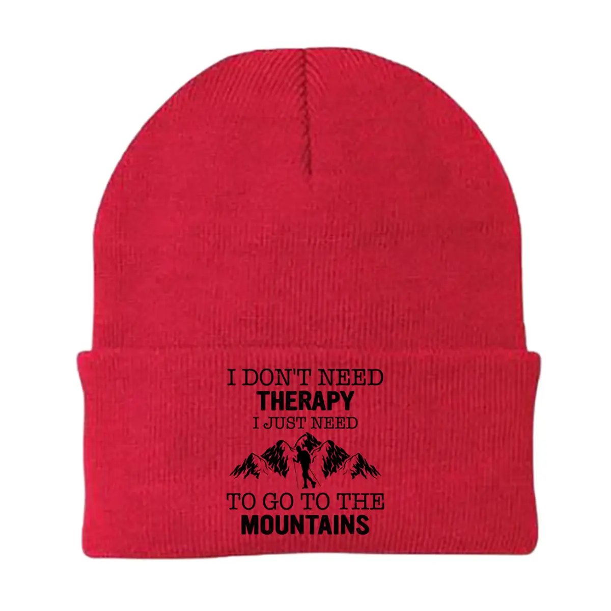 Hiking I Don't Need Therapy Embroidered Beanie