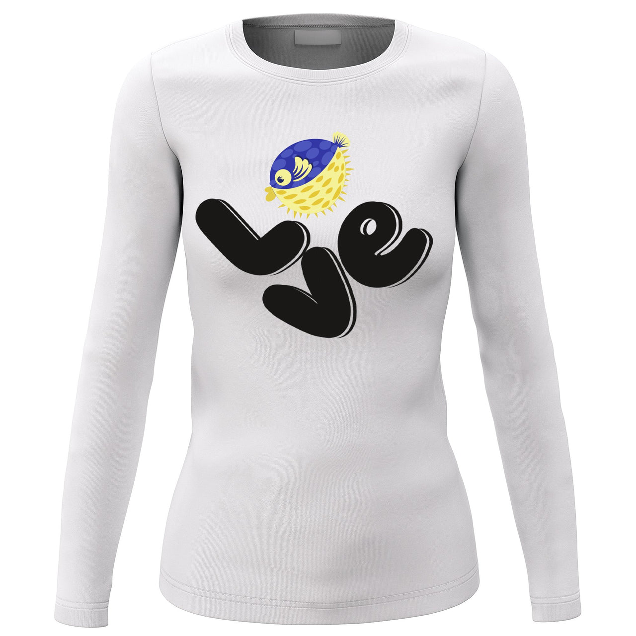 Love Fishing Blue Blowfish Globe' Long Sleeve for Women