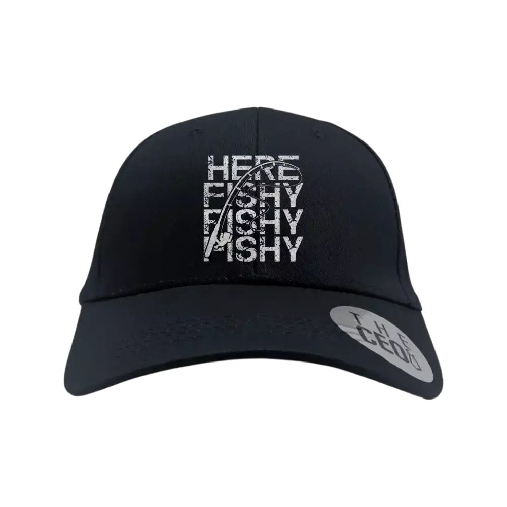 Here Fishy Fishy Embroidered Baseball Hat