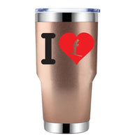 Thumbnail for I Love Skiing 30oz Double Wall Stainless Steel Water Tumbler Rosegold