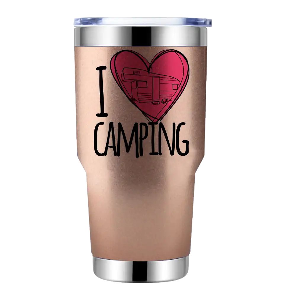 I Love Camping 30oz Double Wall Stainless Steel Water Tumbler Rosegold