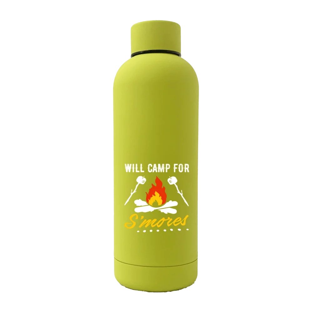 Will Camp For Smores 17oz Stainless Rubberized Water Bottle