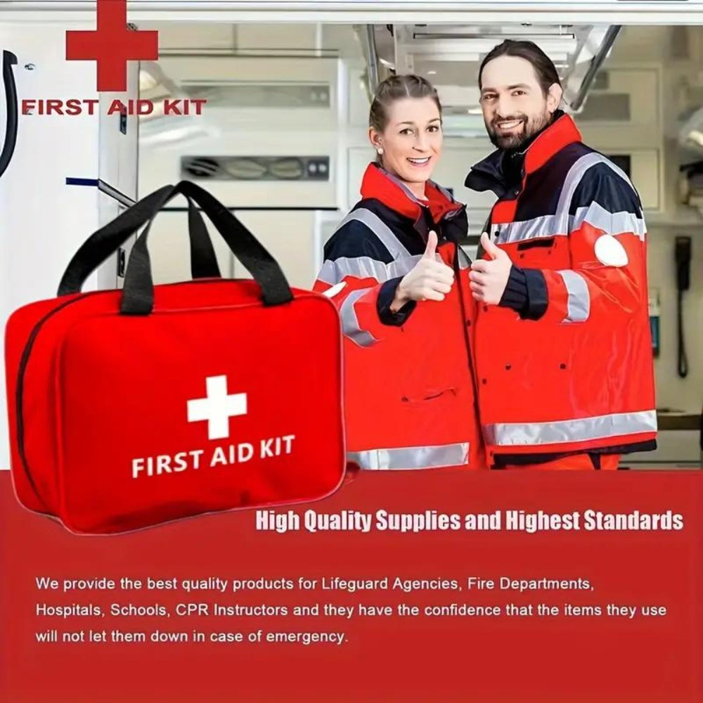 173pcs Large First Aid Kit: Portable Bag For Outdoor Hunting, Hiking, Camping And More - Including Emergency Supplies!