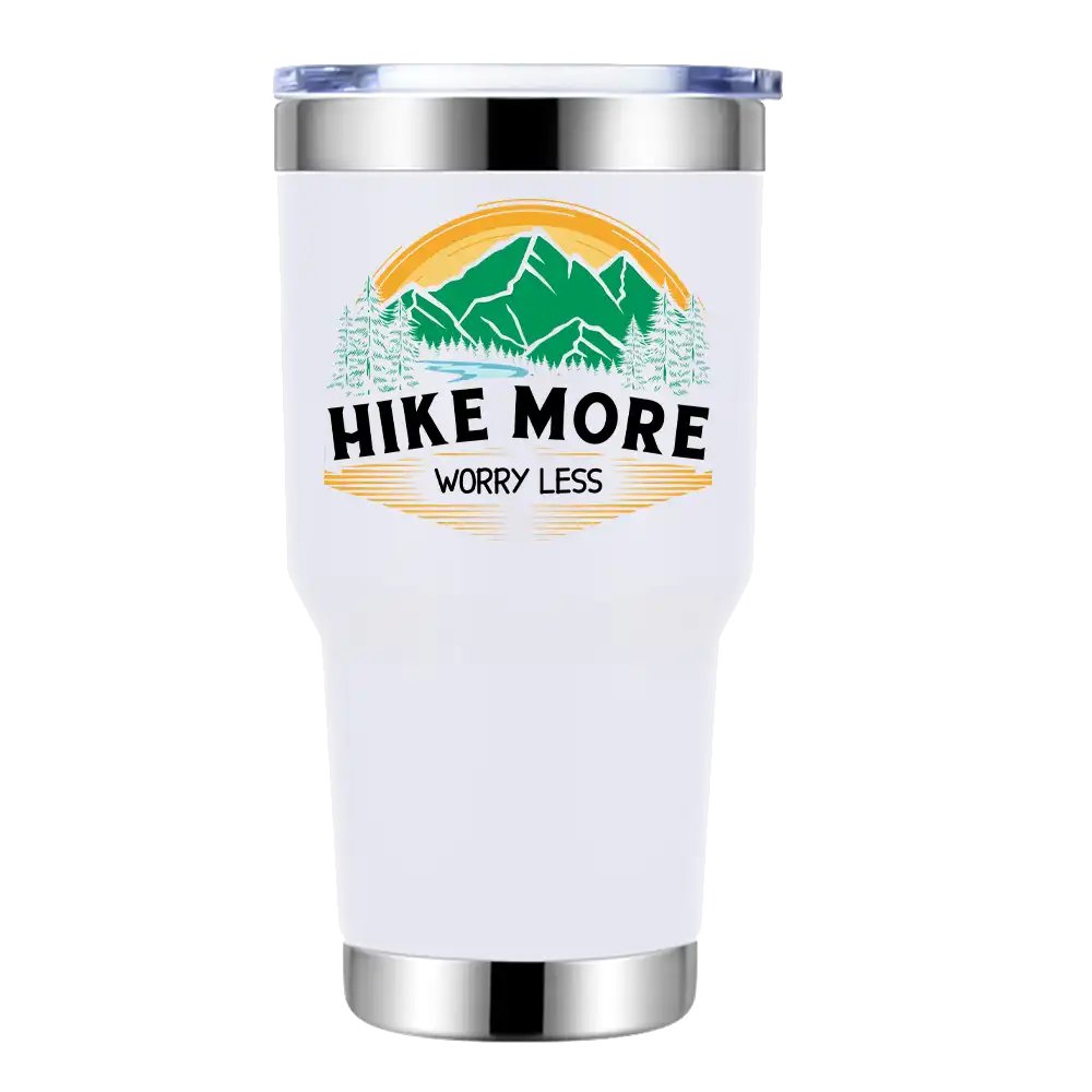 Hike More Worry Less 30oz Tumbler White