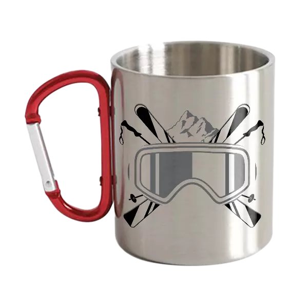 Ski Goggles Stainless Steel Double Wall Carabiner Mug 12oz