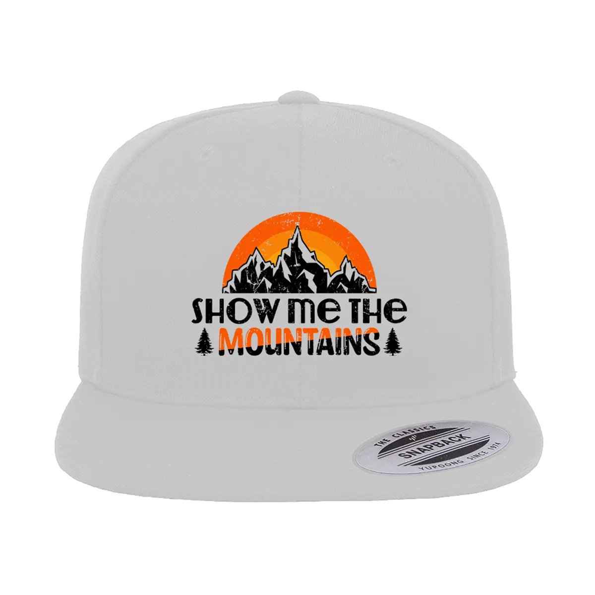 Hiking Show Me To The Mountains Printed Flat Bill Cap