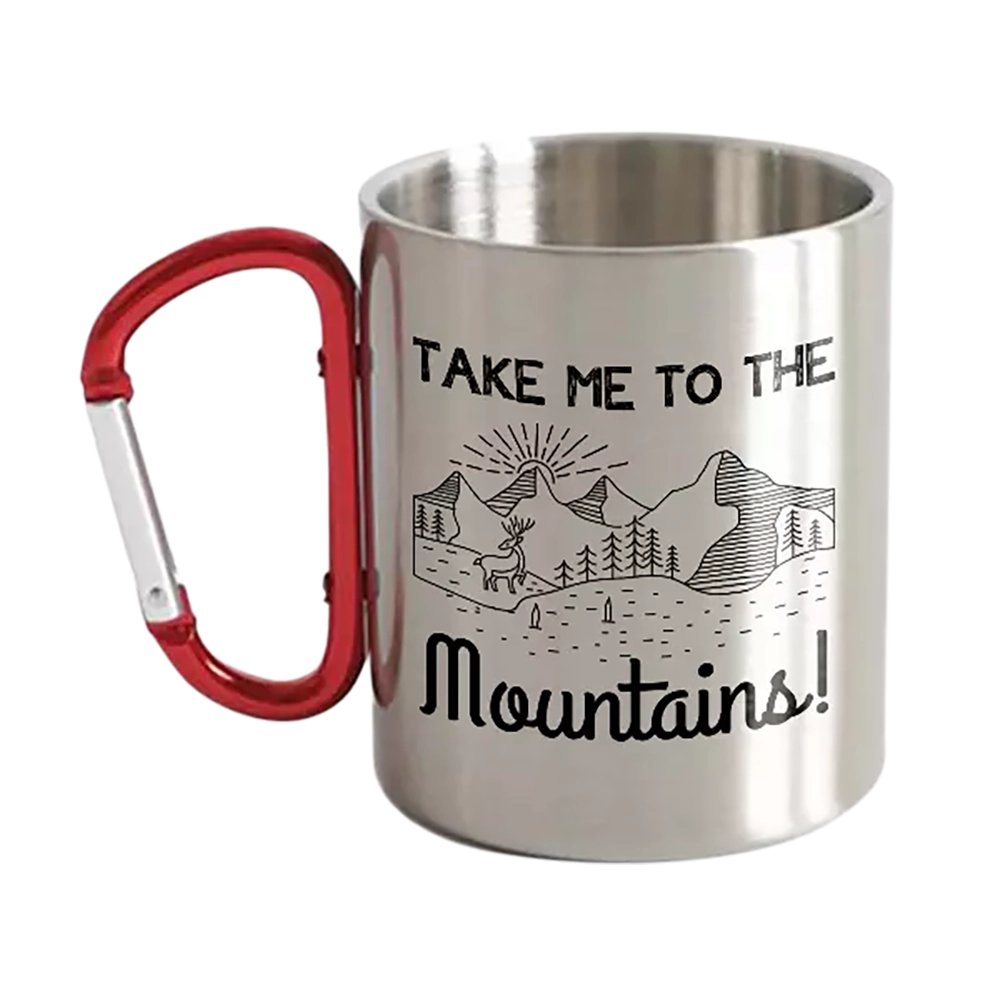 Hiking Take Me To The Mountains Stainless Steel Double Wall Carabiner Mug 12oz