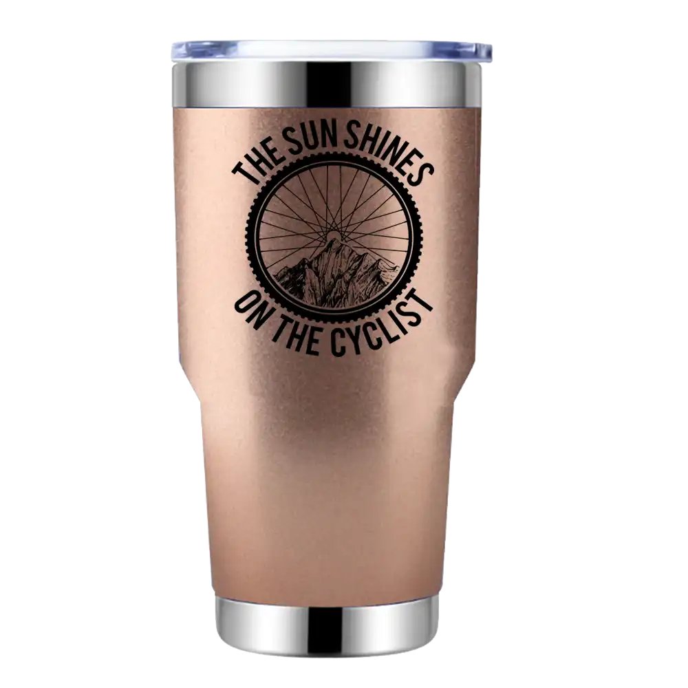 The Sun Shine On The Cyclist 30oz Insulated Vacuum Sealed Tumbler Rose Gold