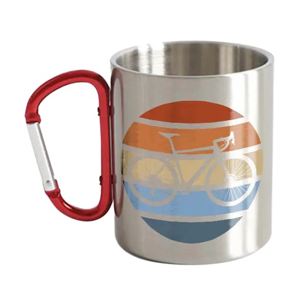 Modern Vintage Bicycle Stainless Steel Double Wall Carabiner Mug 12oz