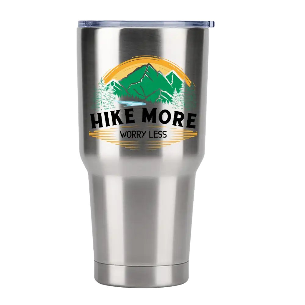 Hike More Worry Less 30oz Tumbler Silver