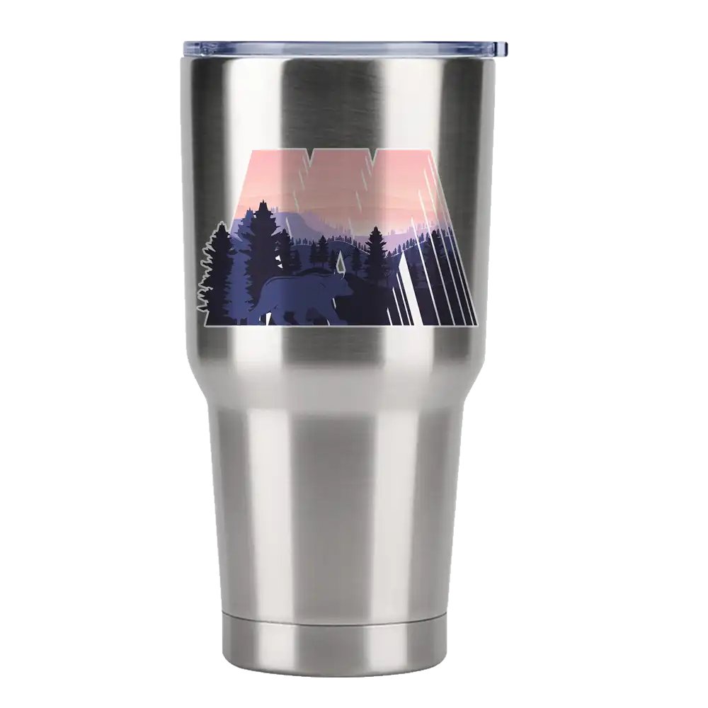 Geometric Camping 30oz Tumbler Silver