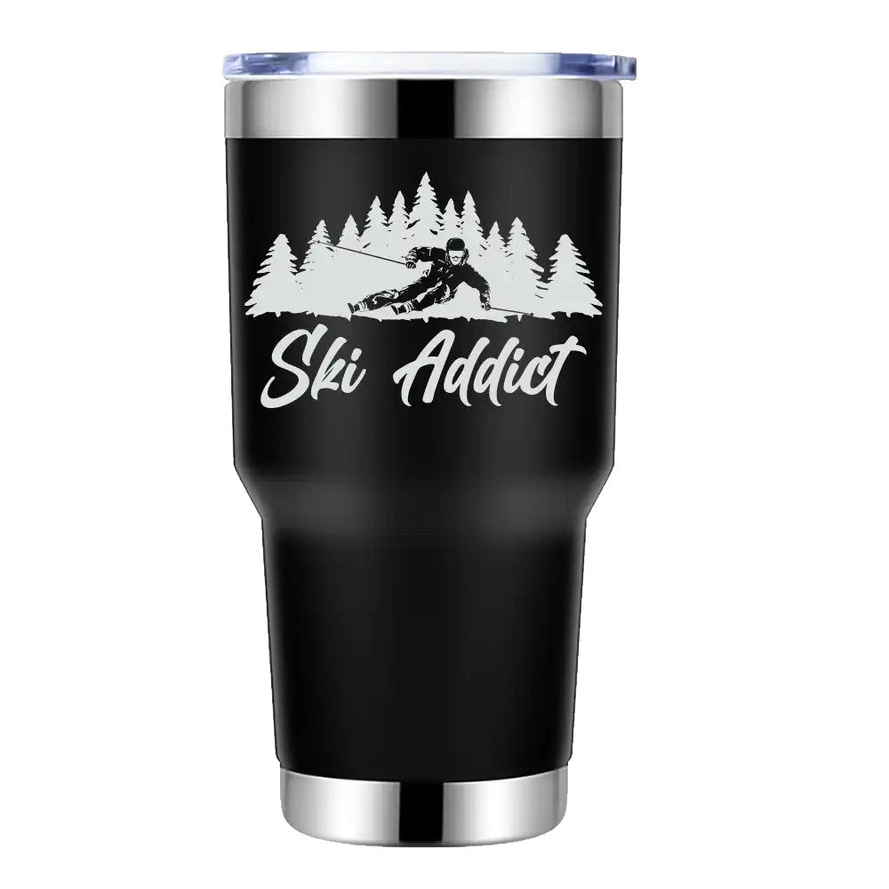 Ski Addict 30oz Insulated Vacuum Sealed Tumbler Black