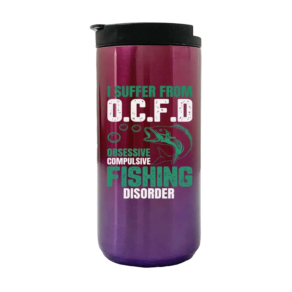 I Suffer From "OCFD" Obsessive Compulsive Fishing Disorder 14oz Tumbler-Purple