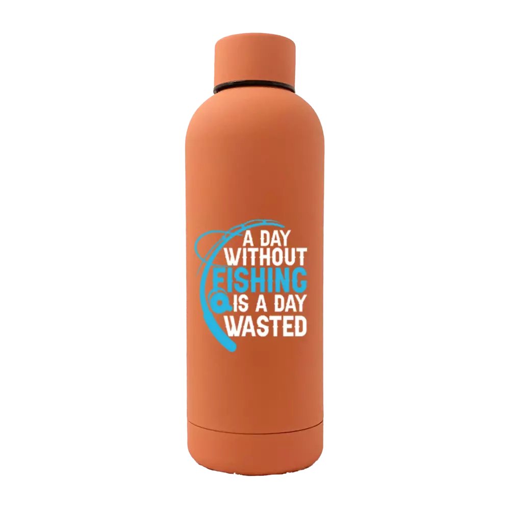 A Day Without Fishing Is a Day Wasted 17oz Water Bottle - Orange