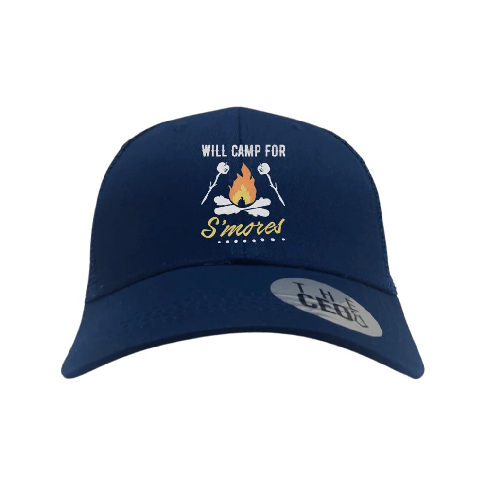 Will Camp For Smores Embroidered Trucker Hat