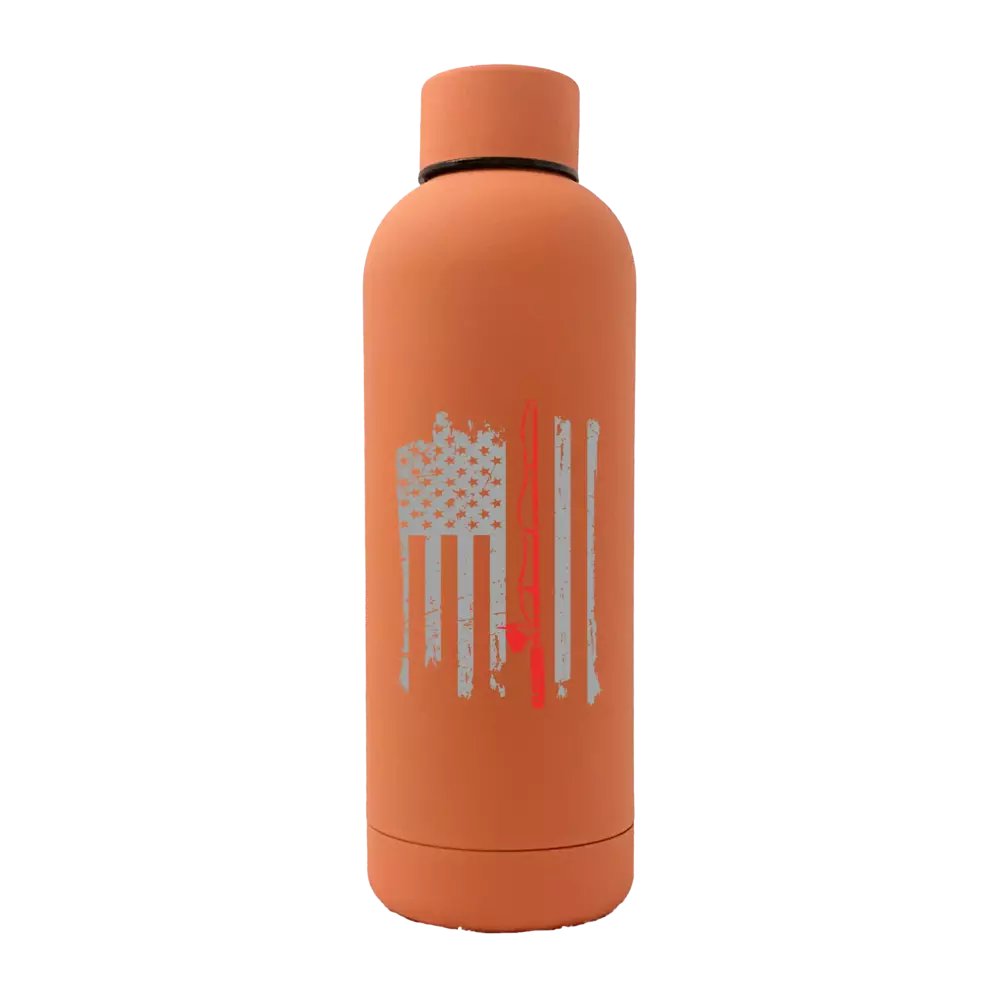 Fishing Rod American Flag 17oz Stainless Rubberized Water Bottle