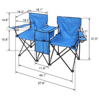 Thumbnail for Portable Outdoor 2-Seat Folding Chair with Removable Sun Umbrella