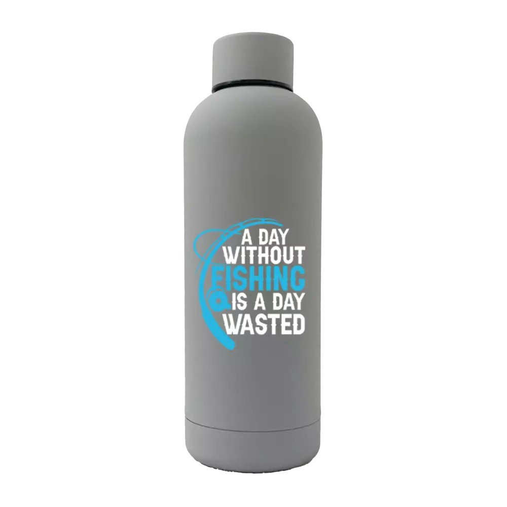 A Day Without Fishing Is a Day Wasted 17oz Water Bottle - Grey