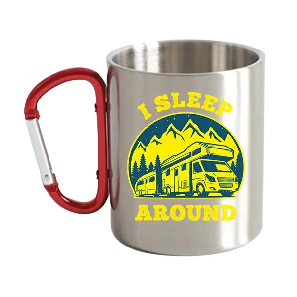 I Sleep Around Stainless Steel Double Wall Carabiner Mug 12oz