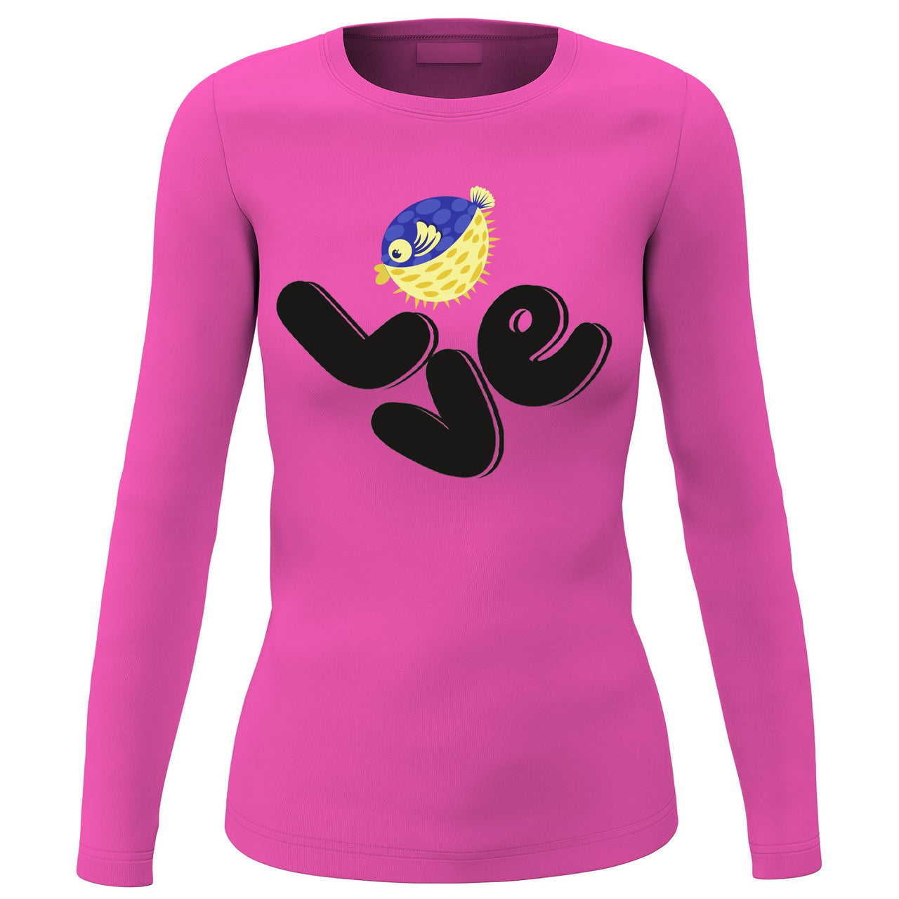 Love Fishing Blue Blowfish Globe' Long Sleeve for Women