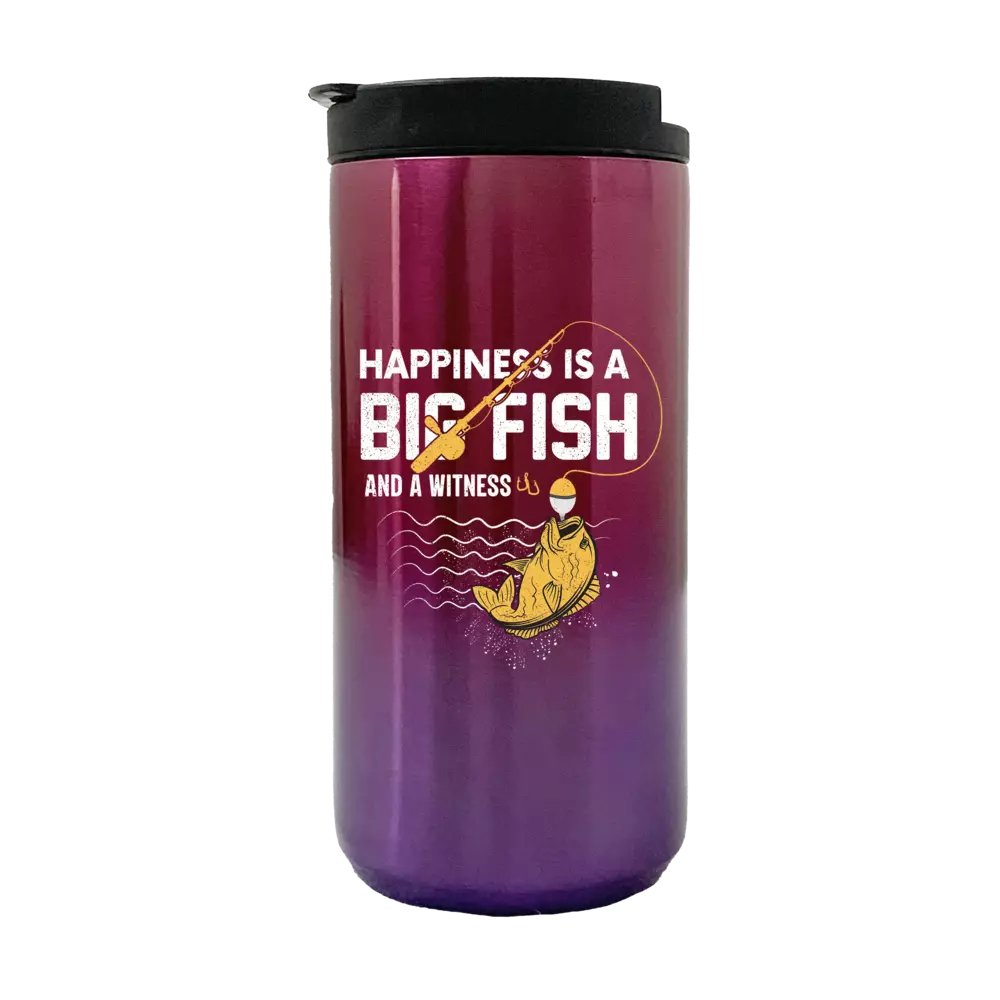 Happiness is a Big fish And a Witness 14oz Tumbler Purple