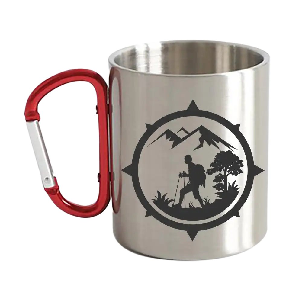 Hiking Mountain Compass Carabiner Mug 12oz