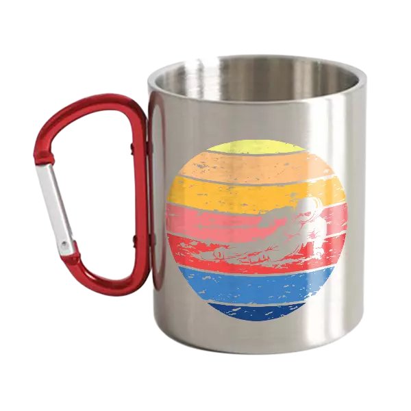 Vintage Skier Stainless Steel Double Wall Carabiner Mug 12oz