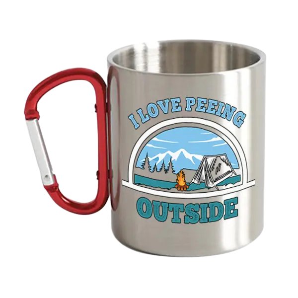 I Love Peeing Outside Stainless Steel Double Wall Carabiner Mug 10oz