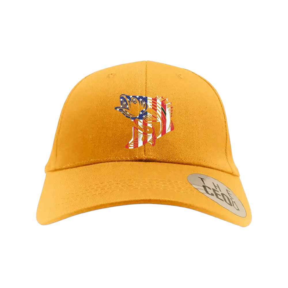 American Flag Fish Embroidered Baseball Hat