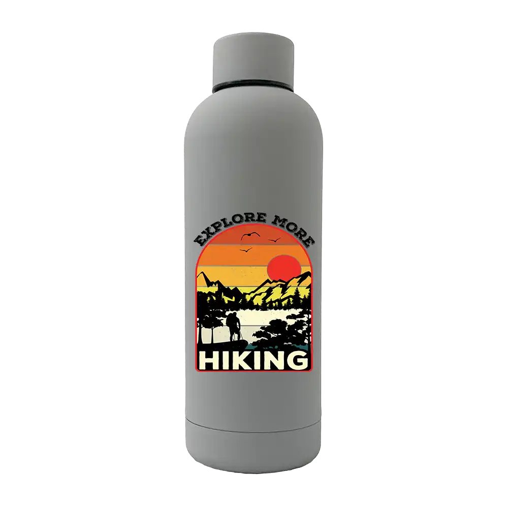 Explore More Hiking 17oz Stainless Rubberized Water Bottle