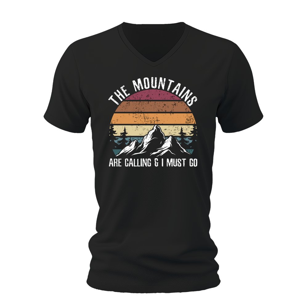 Hiking The Mountains Are Calling Men’s Unisex V-Neck T-shirt