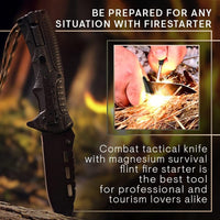 Thumbnail for Tactical Folding Knife with Paracord, Whistle & Fire starter