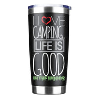 Thumbnail for I Love Camping In The Woods 20oz Insulated Vacuum Sealed Tumbler Black