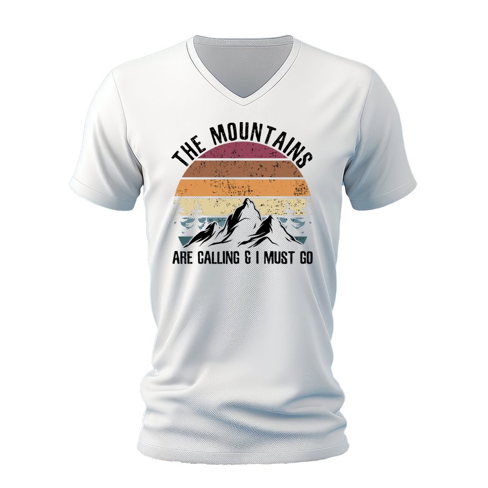 Hiking The Mountains Are Calling Men’s Unisex V-Neck T-shirt