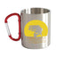 May include a metal carabiner mug featuring a fishing-themed graphic printed on the side.
