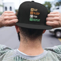 Thumbnail for Eat Sleep Fishing Repeat Printed Flat Bill Cap